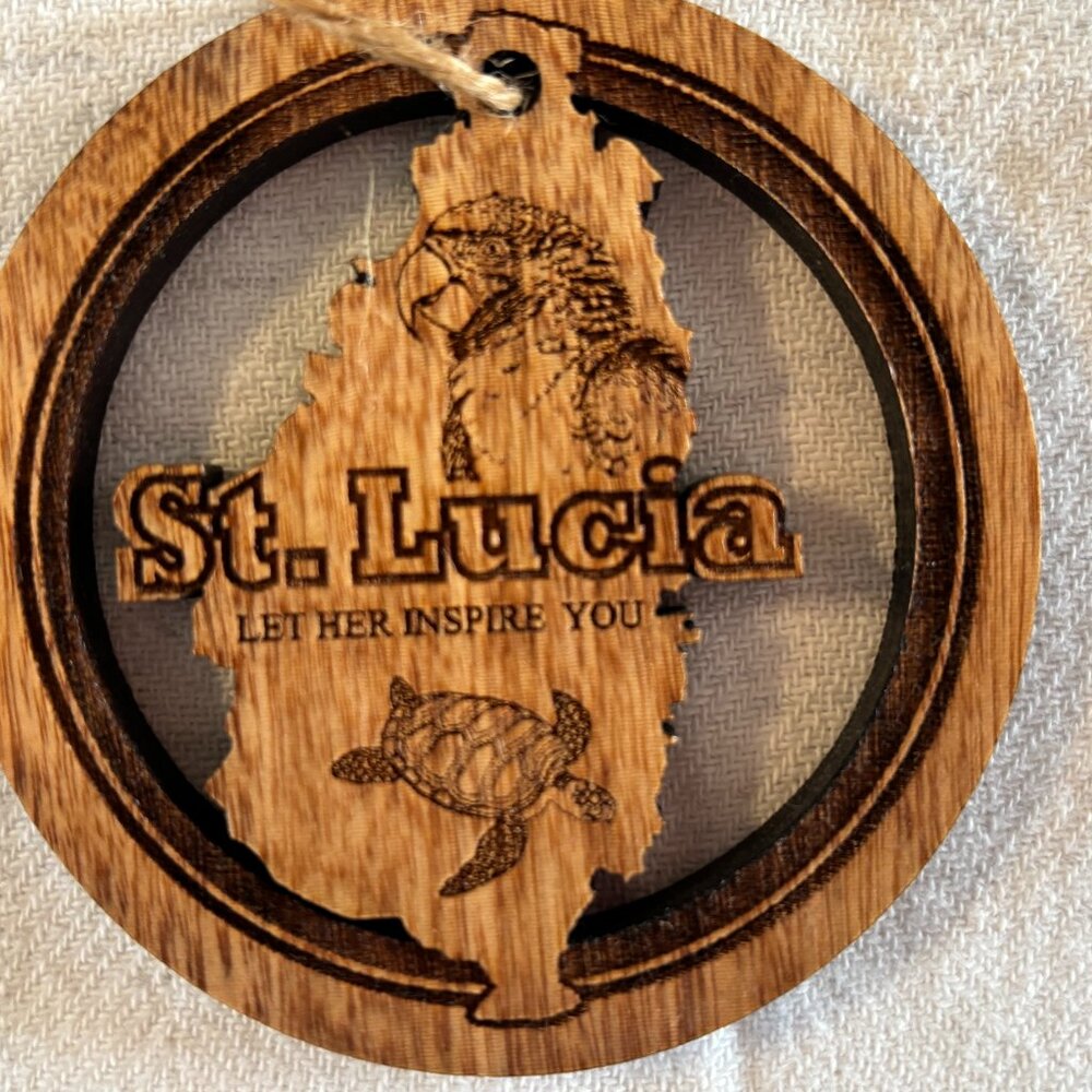 Christmas Wooden Lasered St. Lucia Ornament